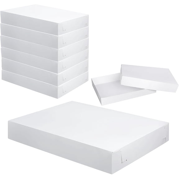 6 Pack Full Sheet Cake Box 26 x 18 x 4 Inch Non Window Bakery Tray Full Sheet Cup Cake Box for Party Bread Display Kitchen Bakery Home Birthday (White)