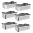 thumbnail image 1 of 6 Pack Full Size Hotel Pan, [NSF Certified][with Handle] Commercial Stainless Steel 6 Inch Deep Anti-Jamming Steam Table Pan, 1 of 7