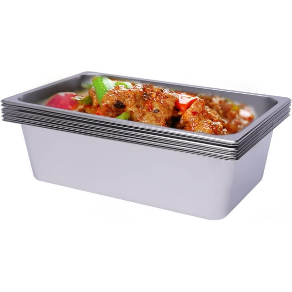 6-Pack Full Size Stainless Steel Pan Food Warmer Buffet Server Steam Table Pans 20.9 x 13 x 6 in