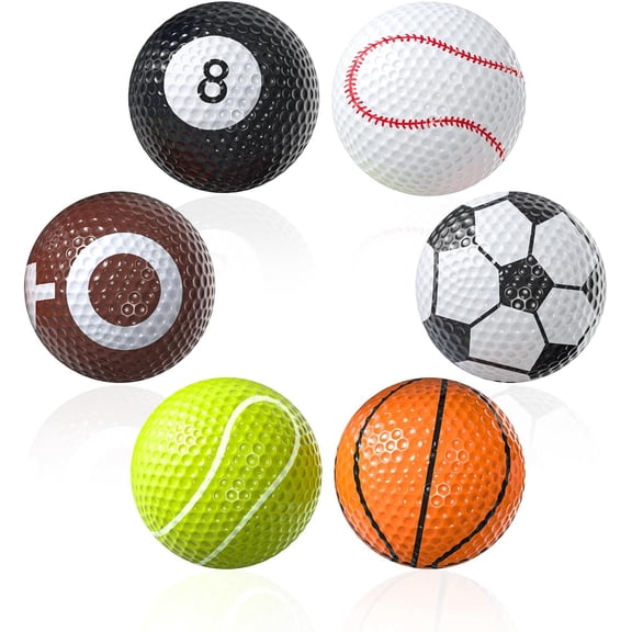 6‑Pack Funny Novelty Golf Balls – Colorful Practice Balls for Training, Gifts, Party Favors, and Holiday Decor