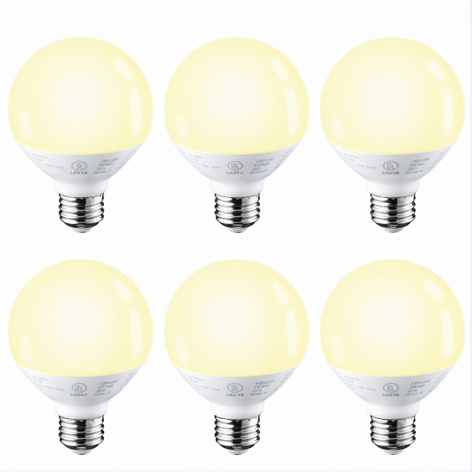 6 Pack G25 Globe LED Light Bulb 5W=40W, Dimmable Vanity Light Bulbs, E26 Base, 3000K Warm White