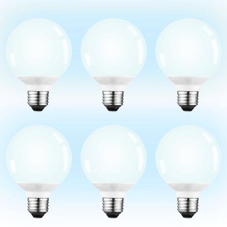 6 Pack G25 Globe LED Light Bulb 5W=40W, Dimmable Vanity Light Bulbs, E26 Base, Damp Location Available, 5000K Daylight