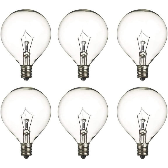 6-Pack G50 25 Watt Wax Warmer Bulbs for Full Size Scentsy Warmers, G16.5 Globe E12 Candelabra Base Scentsy Bulb Replacement, Warm White Clear Incandescent Bulbs for Candle Wax Warmer