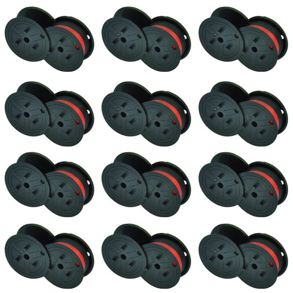 6 Pack GR24BR Universal Twin Spool Calculator Ribbon Compatible with NuKote BR80c Dataproducts R3027 Sharp El-1197 P-III Printer (Black/Red,12 Pack)