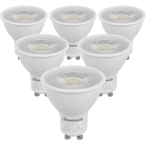 6-Pack GU10 LED Bulb Dimmable, 3000K Warm White GU10 Bulb Replacement for Track Lighting, 500LM, 7W(50W Equivalent) LED Light Bulb for Kitchen, Ran Hood, Living Room, Bedroom