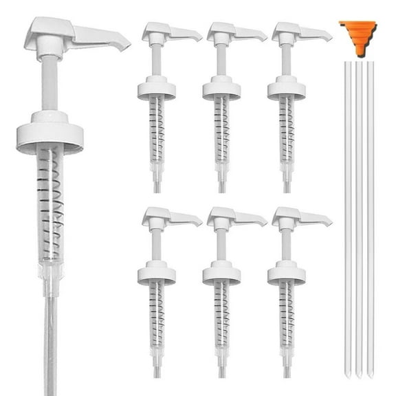 6 Pack Gallon Jug Pump Dispenser 38-400 Syrup Pump for Gallon Jug Dispensing - 7cc Lotion Gallon Shampoo Pump Top Replacement, Fits 1 Gallon Bottle 64oz 128oz Hand Sanitizer Containers, Plus Funnel