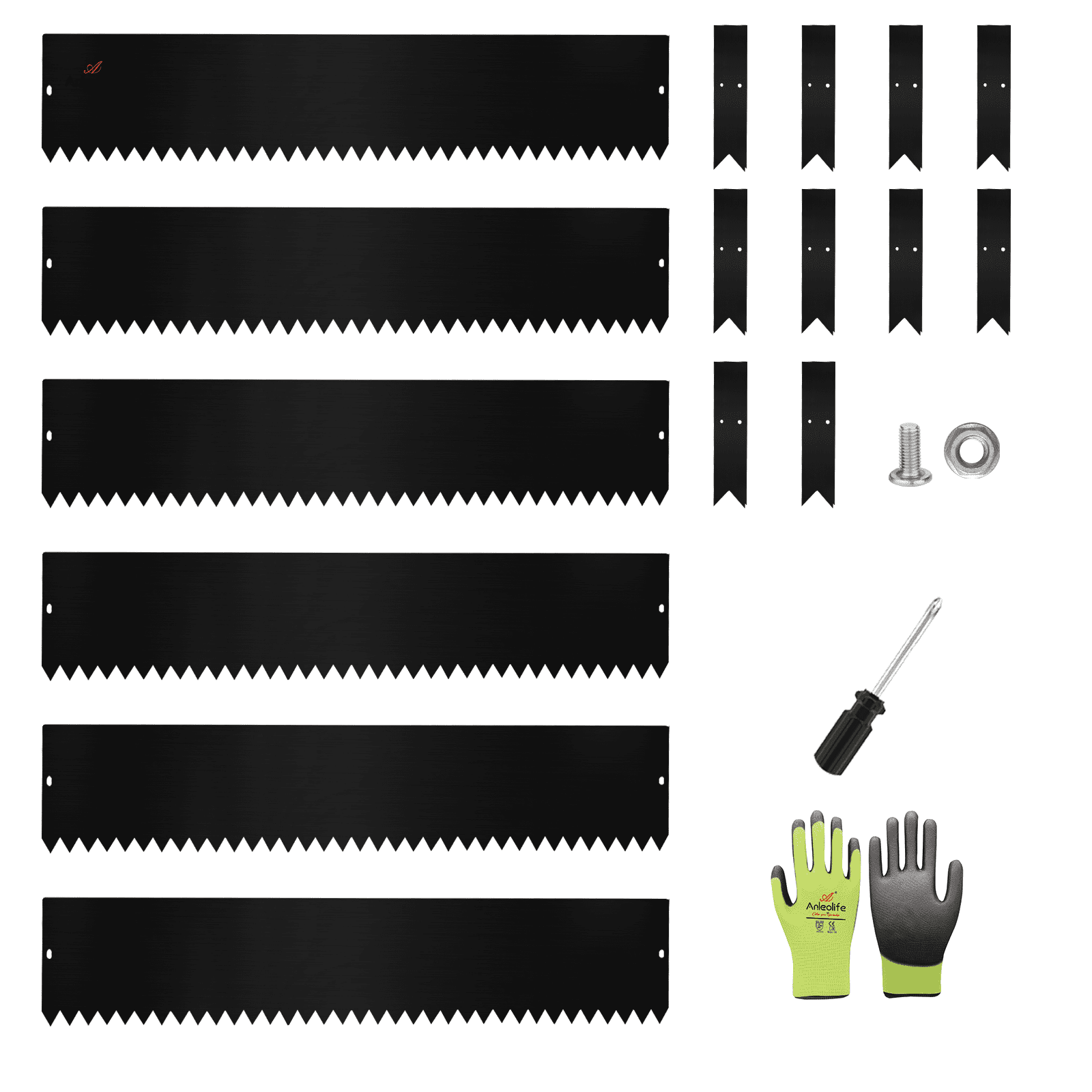 6 Pack Galvanized Steel Garden Landscape Edging, Lawn Border with Gloves and 10 Stakes (20FT Total) (8 inch tall, Black)…