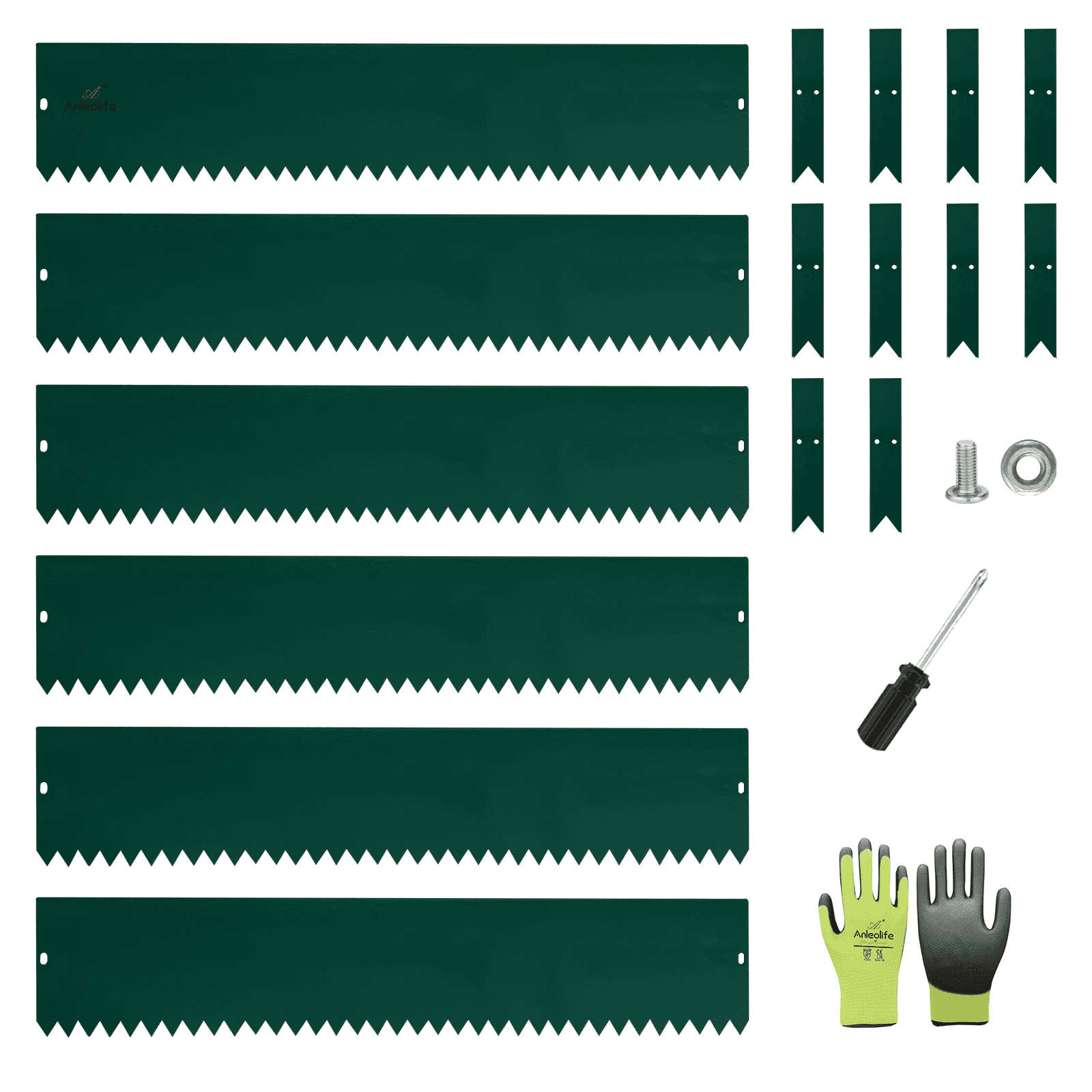 6 Pack Galvanized Steel Garden Landscape Edging, Lawn Border with Gloves and 10 Stakes (20FT Total) (8 inch tall, Green)…