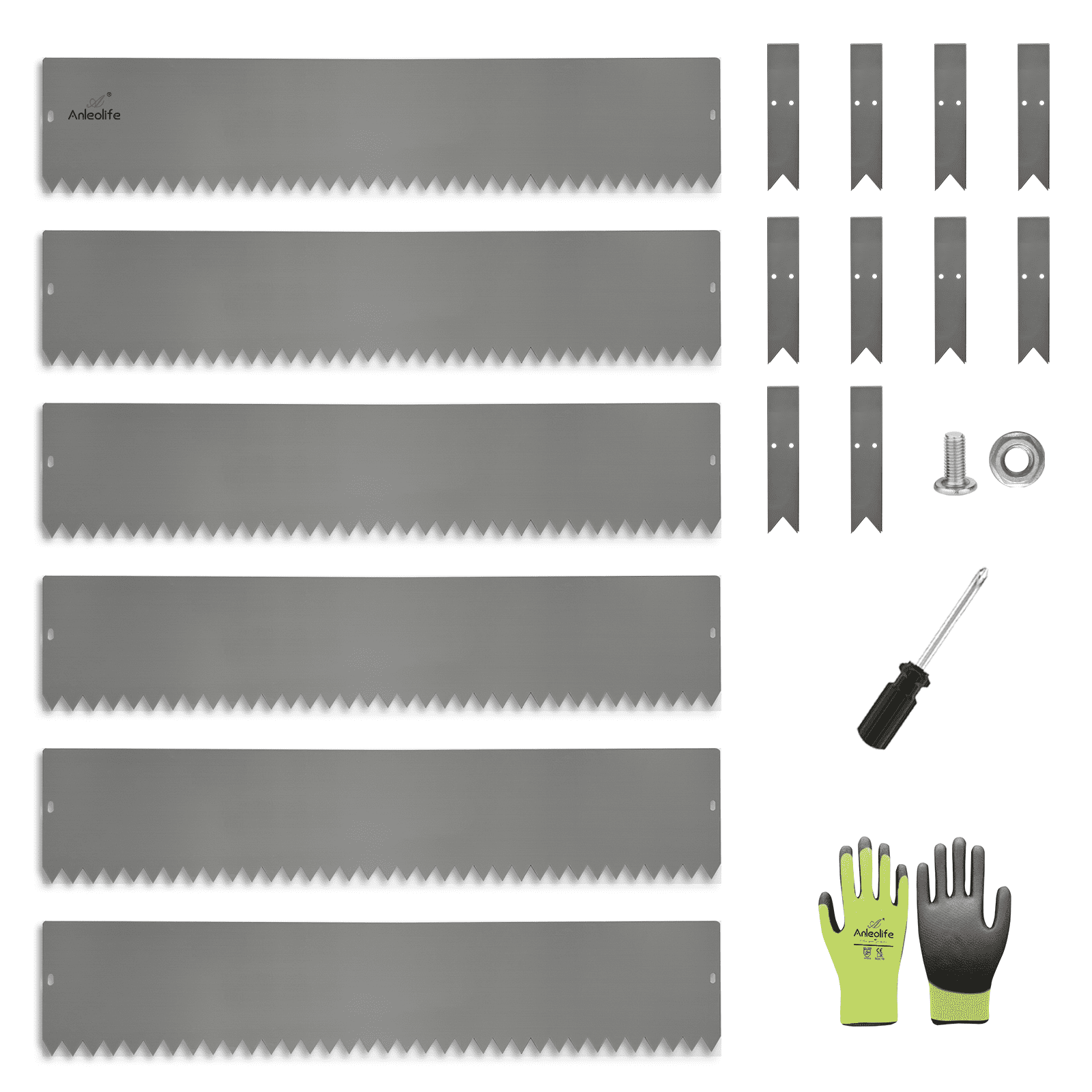 6 Pack Galvanized Steel Garden Landscape Edging, Lawn Border with Gloves and 10 Stakes (20FT Total) (8 inch tall, Quartz Grey)…