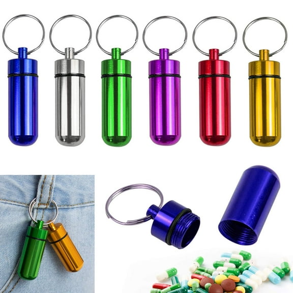 6 Pack Geocaching Metal ID Pill Holder Case Container Key Bison Id Pill Holder