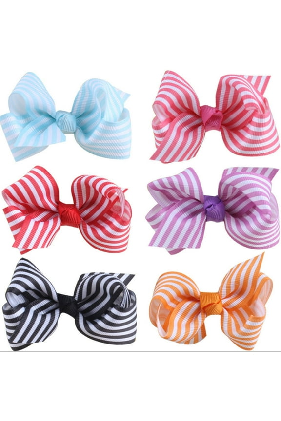 6-Pack Girls Ribbon Bow Hair Clips Cute Baby & Kids Hair Pin Accessories for Stylish Looks TIKA