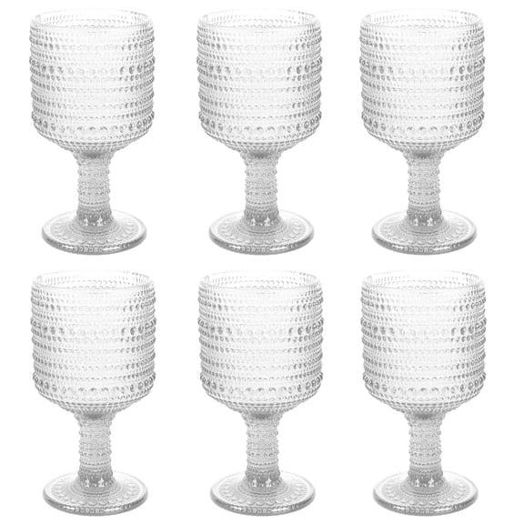 6 Pack Glass Cups 300ml,Thickened Tumblers Set with Sunflower & Beaded Texture - Clear, Dishwasher Safe for Iced Coffee, Juice, Beer, Home, Party, Restaurant