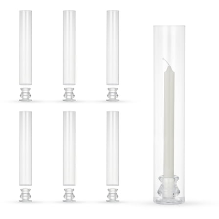 6-Pack Glass Hurricane Candle Holders – 12" Tall Clear Candleholder Chimney Tube, 2.2" Taper Candlestick Holder with Cylinder Sleeves for Wedding, Christmas, and Birthday Decor