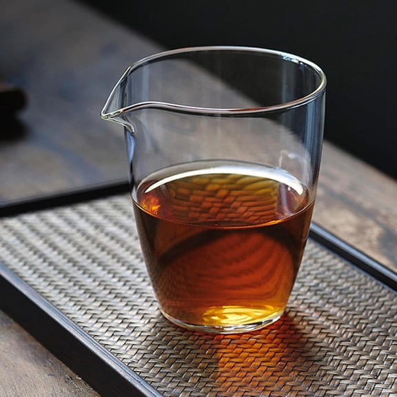 6 Pack Glass Tea Sharing Cup, 8.5 Oz Clear Tea Fair Cup Small Water Pitcher for KungfuTea, Coffee Milk, Table Serving