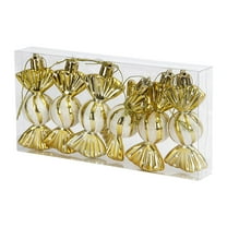 6 Pack Glitter Candy Christmas Ornaments - 3.2" Plastic Peppermint Ball Hanging Decorations for Tree, Holiday Party & Home Decor (Red/White Striped)