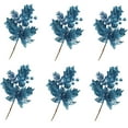 6 Pack Glitter Christmas Picks Sprays with Artficial Flower Leave Fruit
