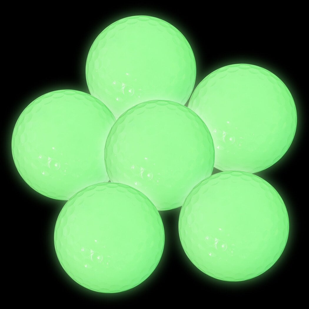 6Pack Glowing Golf Balls Light up, Green Fluorescence Goff Balls Glow