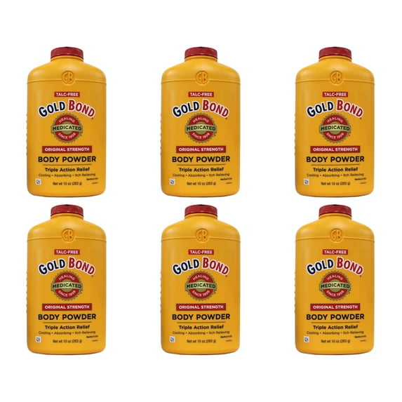 6 Pack - Gold Bond Body Powder Medicated 10 oz Each (Talc-Free)