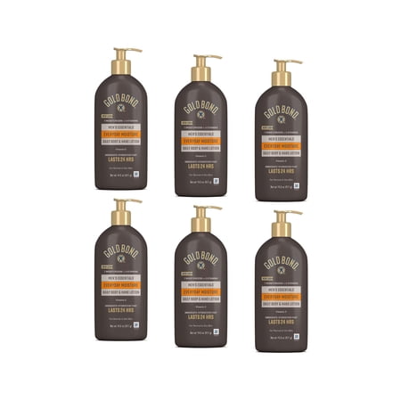 6 Pack - Gold Bond Men's Essentials Everyday Moisture Daily Body & Hand Lotion, 14.5 Oz.