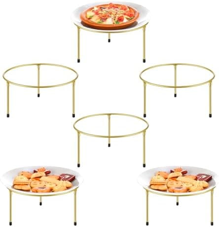 6 Pack Gold Metal Wire Pizza Pan Riser Stands, Round Pizza Tray Riser ...