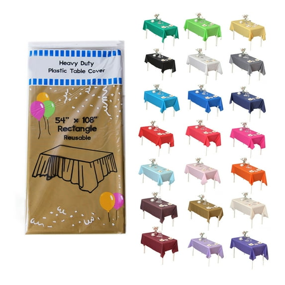 (6 Pack) Gold Premium Rectangle Heavy-Duty Plastic Table Covers ( Reusable)