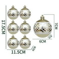thumbnail image 1 of 6-Pack Gold Striped Christmas Ball Ornaments - 6cm Shatterproof Plastic Xmas Tree Decorations for Holiday Home & Party, 1 of 1