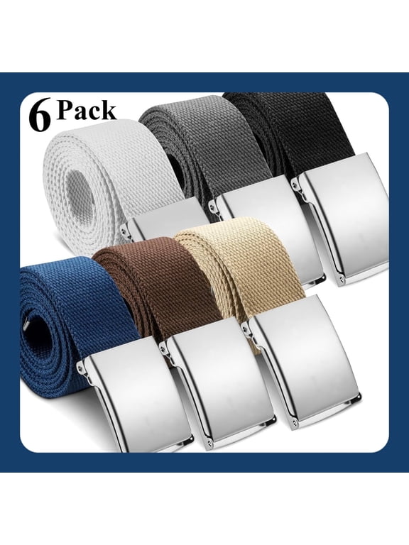 6 Pack Golf Belts for Men Men's Golf Web Belt Nylon Web Belt Size up to 55" Adjustable Solid Nylon Belt