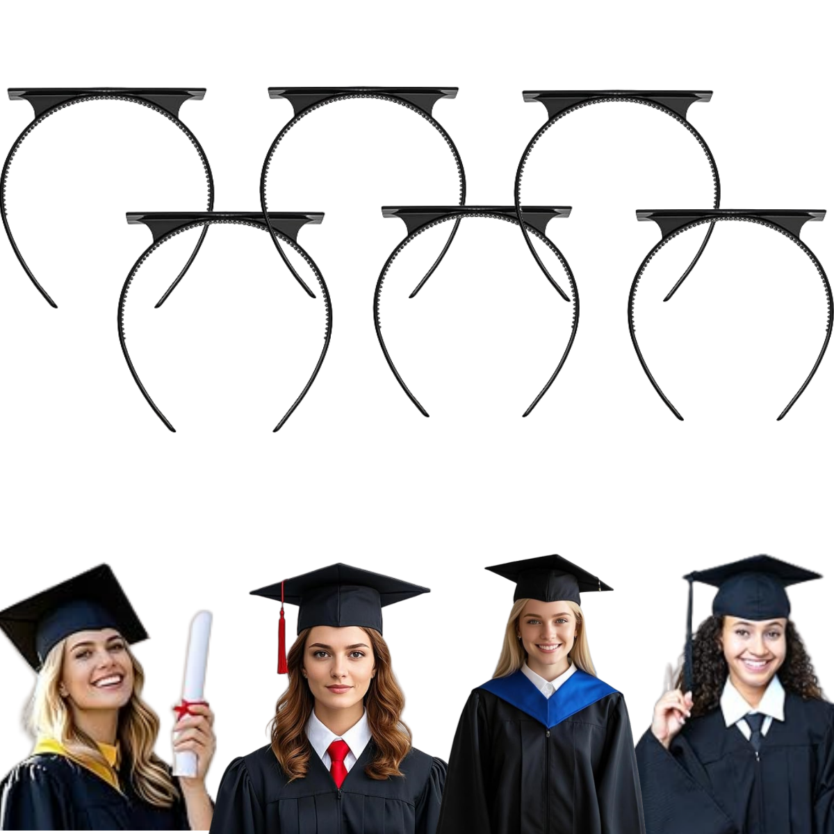 PUNCHMAN Graduation Cap Headband 1 Pack-Black Anti-Slip Crad Cap