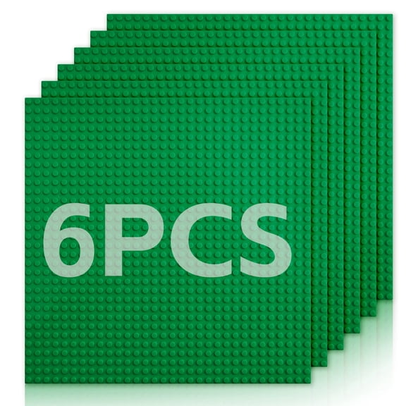 6 Pack Green Building Baseplates 10" x 10" for Building Bricks, Classic 32x32 Stud Foundation Plates, Anti-Warping Sturdy Building Mats Compatible with All Major Brands