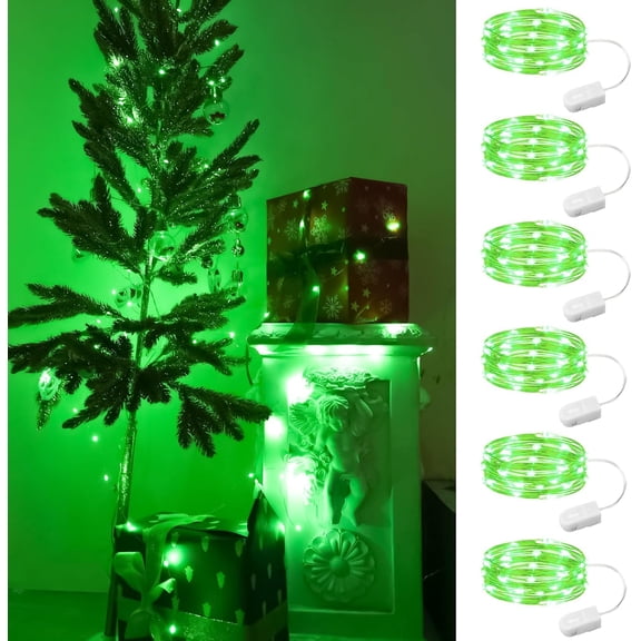 6 Pack Green Fairy Lights Battery Operated, 7ft 20LED Mini Fairy String Lights Mason Jar Lights, Waterproof Firefly Starry Lights for DIY Wedding Party Bedroom Patio Christmas Décor