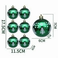 thumbnail image 1 of 6-Pack Green Striped Christmas Ball Ornaments - 6cm Shatterproof Plastic Xmas Tree Decorations for Holiday Home & Party, 1 of 1