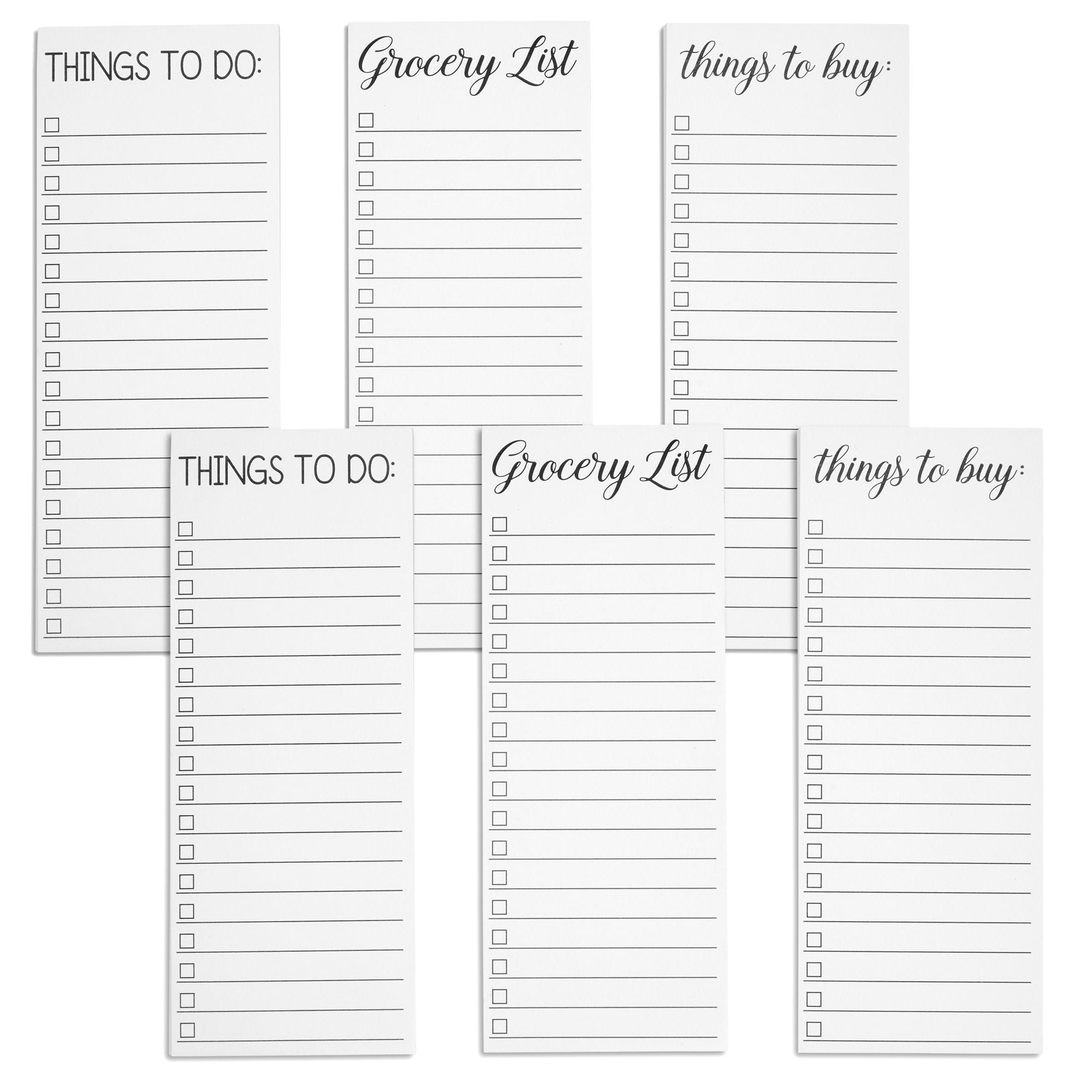 PAPER JUNKIE 6-Pack Grocery List Magnet Pad for Fridge, To-Do Planner, Things To Buy, Things To Do Shopping Notepad for Locker, Filing Cabinet, Appointment Reminders, Meal Plans (3.5x9 in)