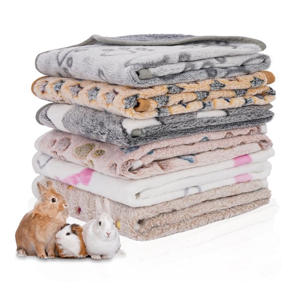 6 Pack Guinea Pig Cliner Washable Fleece Blankets Beding Accessories Flannel Throw Warm Sleep Mat Pet Pee Pads For Smalll Hamster Rabbit Puppy Cat (dark Color 30x20 Inch)