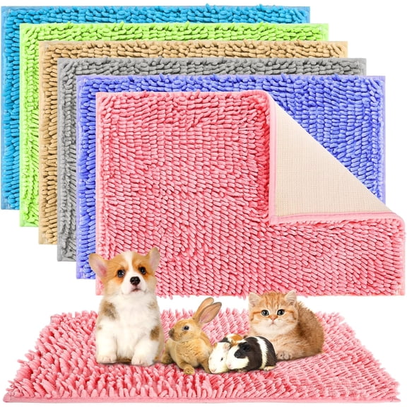 6 Pack Guinea Pig Mats, 16 x 24 Inch Guinea Pig Cage Liner, Washable Fleece Bedding Pee Pads, Non-Slip Animal Sleeping Mat for Bunny, Rabbit, Hamster