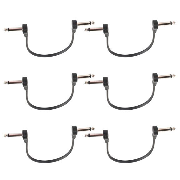 6-Pack Guitar Cables, Low Capacitance Metal Conductors with Gold Plated Plugs, Clear Tone for