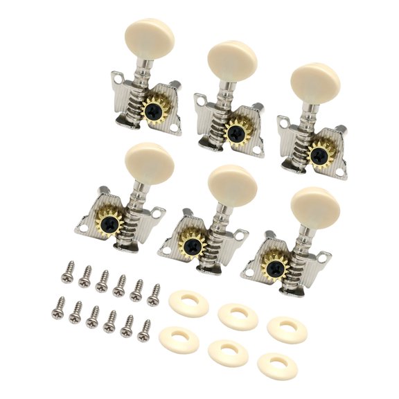 6 Pack Guitar Headstock Tuners Electric Guitar Tuning Keys Guitar Tailpiece Pegs Metal Texture for Precise Tuning