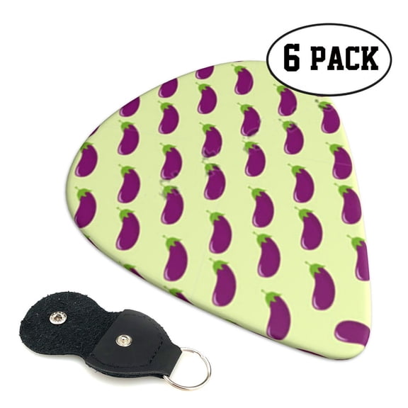 6 Pack Guitar Picks Plectrums Purple Eggplant Pattern Guitar Pick Guitar Picks for Women Men Beginner Guitar Palyers