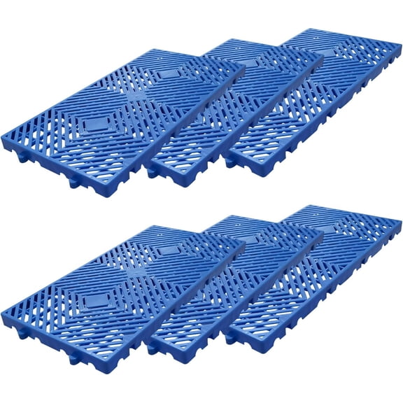 6 Pack HDPE Plastic Pallets 2000 lbs Stackable Storage Pallets 11.8x23.6 In Blue