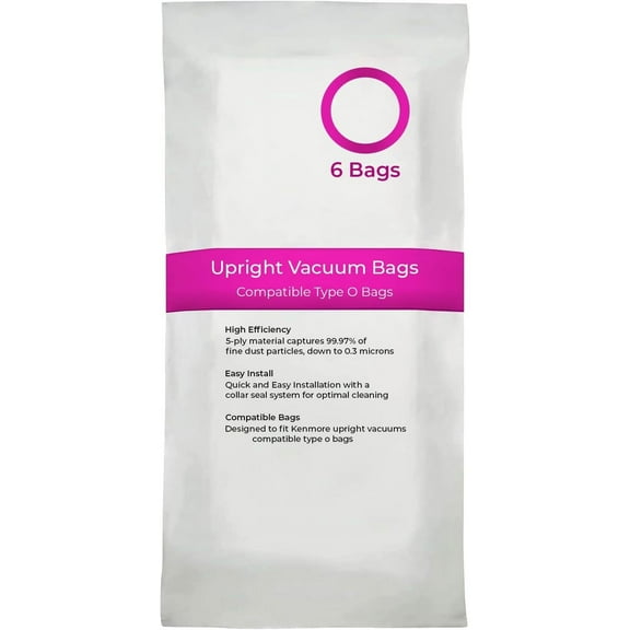 6 Pack HEPA Vacuum Bags Fit For Kenmore 53294 Type O HEPA Vacuum Bags for Upright Vacuums