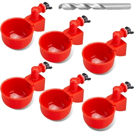 6 Pack HUART Plastic Chicken Waterer, with 1 Thread Drill