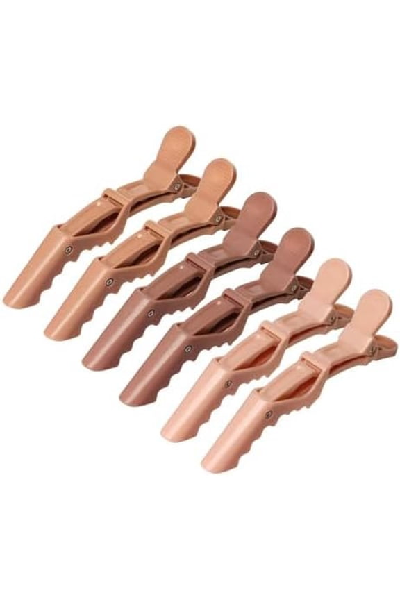 6-Pack  Hair Clips, Salon Professional  Clips for Hair Sectioning,   Coloring,  Hold Wide  Non-Slip Styling Clips for Women  Men - Coffee Brown