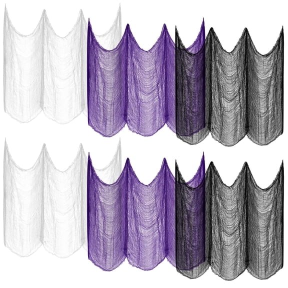 6 Pack Halloween Creepy Cloth 30 x 72 Inch Polyester Fabric Halloween Decoration Spooky Scary Gauze Cloth Creepy Cheesecloth for Party Supplies Home Wall Doorway (Black, White, Purple)