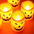 thumbnail image 1 of 6 Pack Halloween Jack-o'-lantern LED Candles, Battery Operated Tea Lights Candles, Flameless Tealight Candles, Realistic Tea Lights for Halloween Decor, 1 of 3