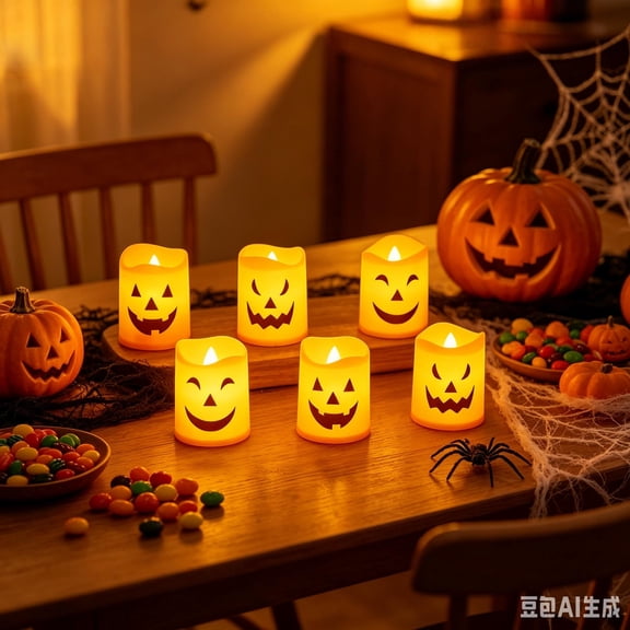 6-Pack Halloween LED Pumpkin Light, Lantern Electronic Flameless Lights