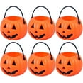 thumbnail image 1 of 6-Pack Halloween Pumpkin Jack O' Lantern Candy Buckets, Durable Trick or Treat Buckets for Kids, Halloween Party Favor Containers, Halloween Candy Holders for Trick-or-Treating & Halloween Decoration, 1 of 6
