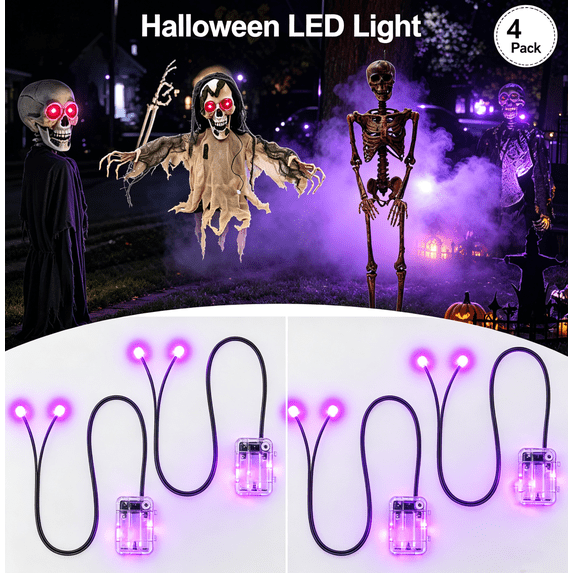 6 Pack Halloween Purple Ghost Eye Led String Lights with Remote, Scary Outdoor Decorative Lights for Porch Window, Spooky Party Decoration Set