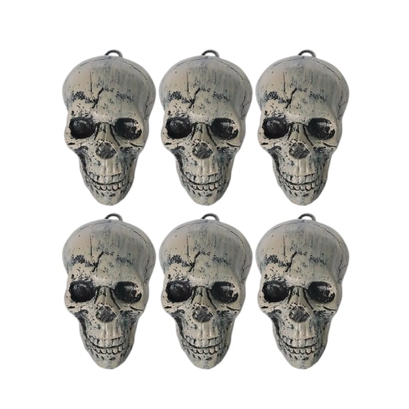 6 Pack, Halloween Skeleton Decorations 6 Inch Spooky Skull Props for Haunted House Decor Creepy Graveyard Display Indoor Outdoor Halloween Party Decor