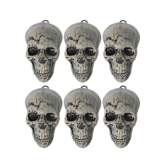 6 Pack, Halloween Skeleton Decorations 6 Inch Spooky Skull Props for Haunted House Decor Creepy Graveyard Display Indoor Outdoor Halloween Party Decor