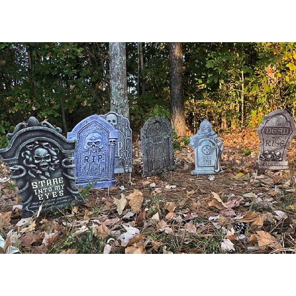 6 Pack Halloween Tombstone Yard Signs,Headstones with Stakes, Outdoor Props for Halloween Lawn,Haunted House Decorations