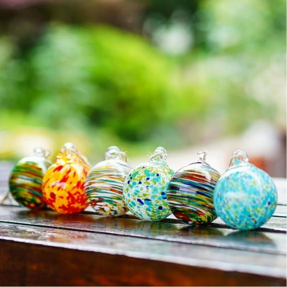 6-Pack Hand-Blown Glass Christmas Orbs - Hanging Witch Ball Decor for Garden, Classroom, Shop Display, Easter & Birthday Gifting